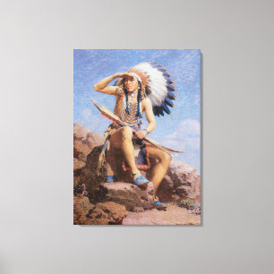 Vintage Native American Indian, Der Scout von Leig Leinwanddruck