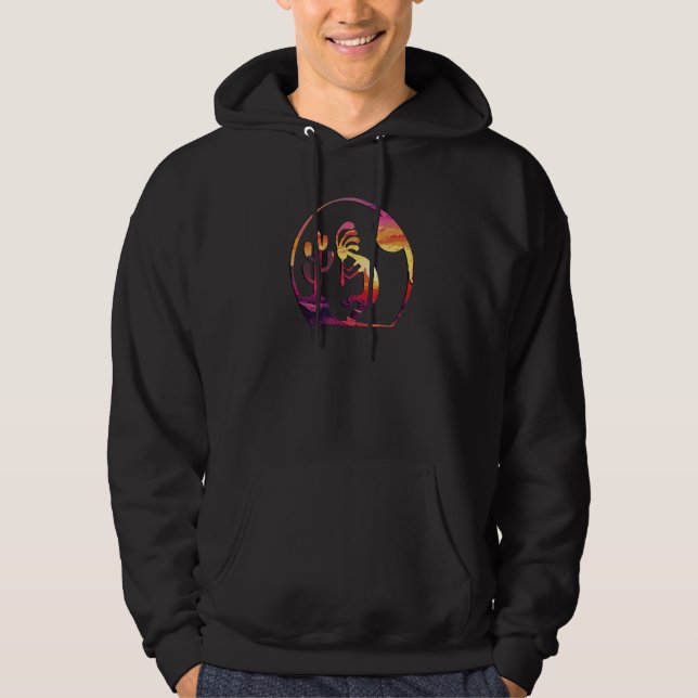 Vintage Native American Symbol Sunset Kokopelli Hoodie (Vorderseite)