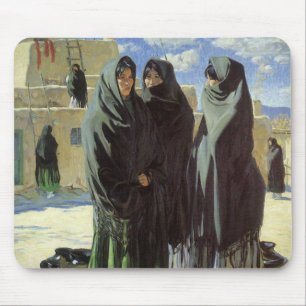 Vintage Native American, Taos Girls von Walter Ufe Mousepad