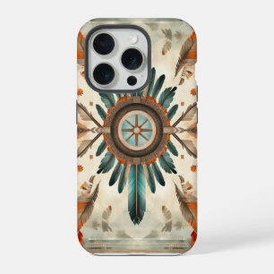 Vintage Native Feder Retro Traumfänger Muster iPhone 15 Pro Hülle