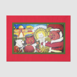 VINTAGE NATIVITÄTSILLUSTRATION VON KATZEN ALS NATI SEIDENPAPIER