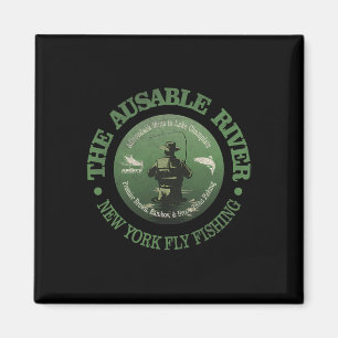Vintage Natur Ausable River Fly-Fischen Camping L Magnet