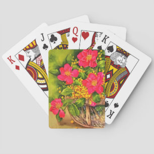 Vintage Natur Blühende Blume Wasserfarbe Spielkarten