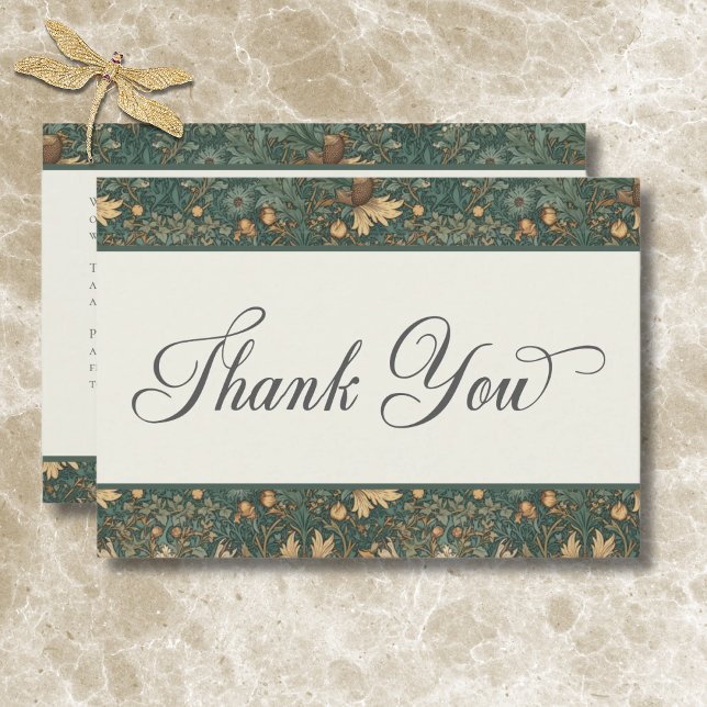 Vintage Natur William Morris Elegante Hochzeit Dankeskarte (Vintage Nature William Morris Elegant Wedding Thank You Card)