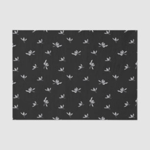 Vintage Natur Wind Schwarz-weiße Blumen Seidenpapier