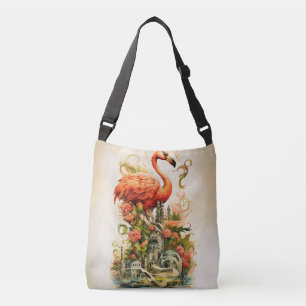 Vintage natürliche Blume Flamingos Paradies Tragetaschen Mit Langen Trägern