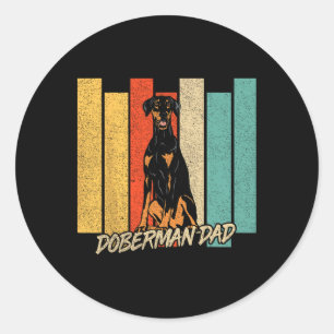 Vintage natürlicher Ohr Dobermann Hund Papa Hundeb Runder Aufkleber