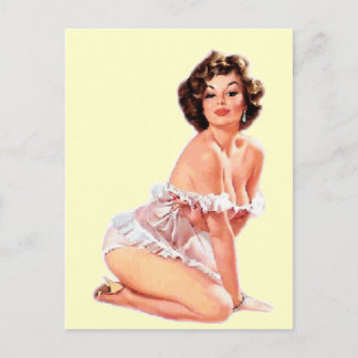 Vintage Naughty SweetHeart Button Up Girl Postkarte