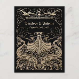 Vintage Nautic Gold Foil Wedding Save the Date Ankündigungspostkarte