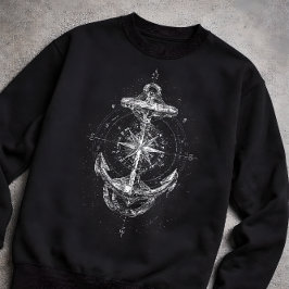 Vintage Nautical Anchor Compass Rose Marine Sweatshirt