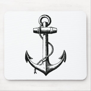 Vintage Nautical Anchor Illustration Mousepad