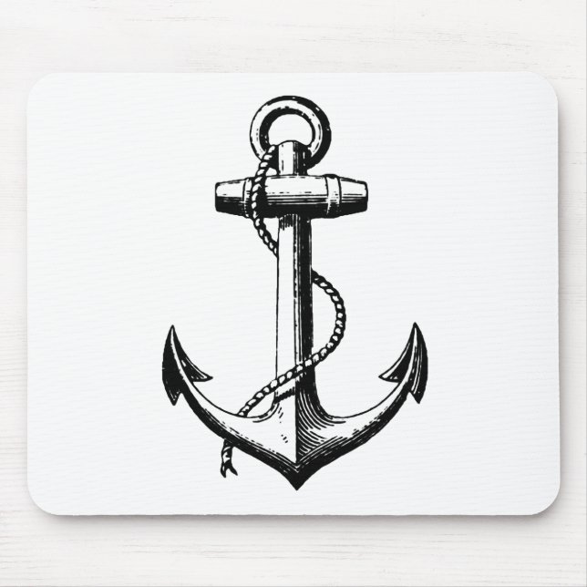Vintage Nautical Anchor Illustration Mousepad (Vorne)