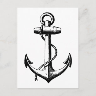 Vintage Nautical Anchor Illustration Postkarte