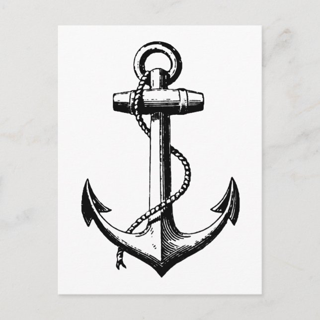 Vintage Nautical Anchor Illustration Postkarte (Vorderseite)