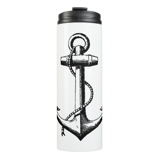 Vintage Nautical Anchor Illustration Thermosbecher (Vorderseite)