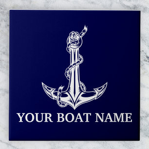 Vintage Nautical Anchor Rope Boat Name Fliese