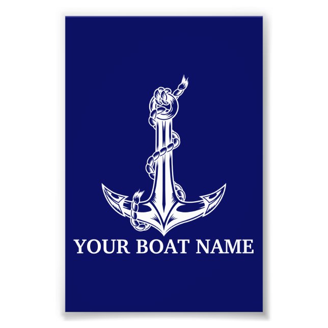 Vintage Nautical Anchor Rope Boat Name Fotodruck (Vorne)