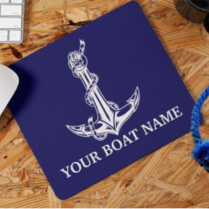 Vintage Nautical Anchor Rope Boat Name Mousepad