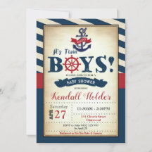 Vintage Nautical Baby Shower Ahoy Es sind zwei Jun
