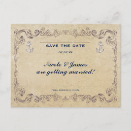 Vintage Nautical Beach Wedding Save the Date Card Ankündigungspostkarte