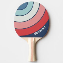 Vintage Nautical Blue Circle Stripe with Name Tischtennis Schläger