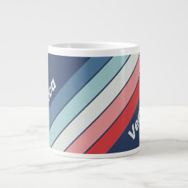 Vintage Nautical Blue Stripes with Name Jumbo-Tasse