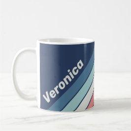 Vintage Nautical Blue Stripes with Name Kaffeetasse
