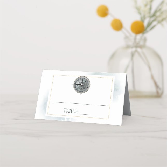 Vintage Nautical Compass-Hochzeit Platzkarte (Vorderseite)