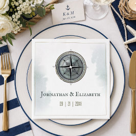 Vintage Nautical Compass-Hochzeit Serviette