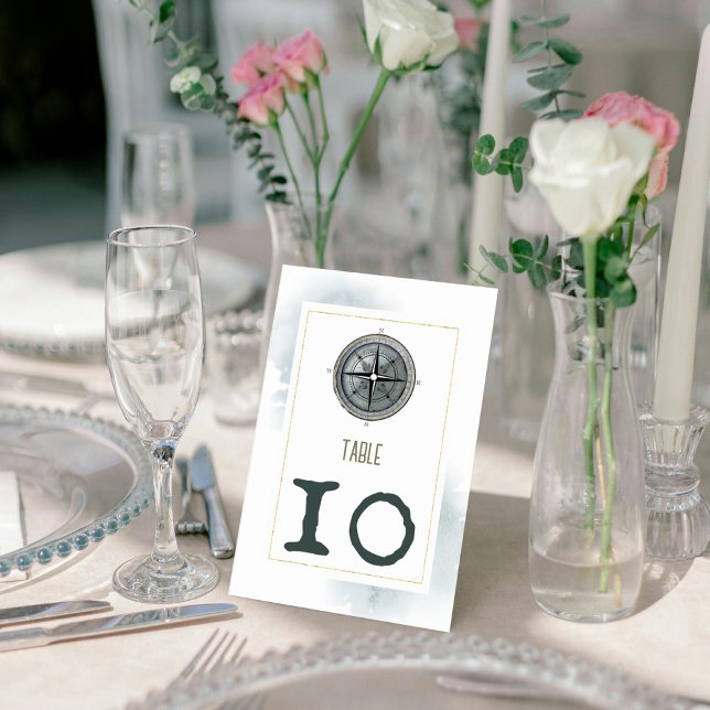 Vintage Nautical Compass-Hochzeit Tischnummer (Vintage Nautical Compass Wedding Table Number Card)
