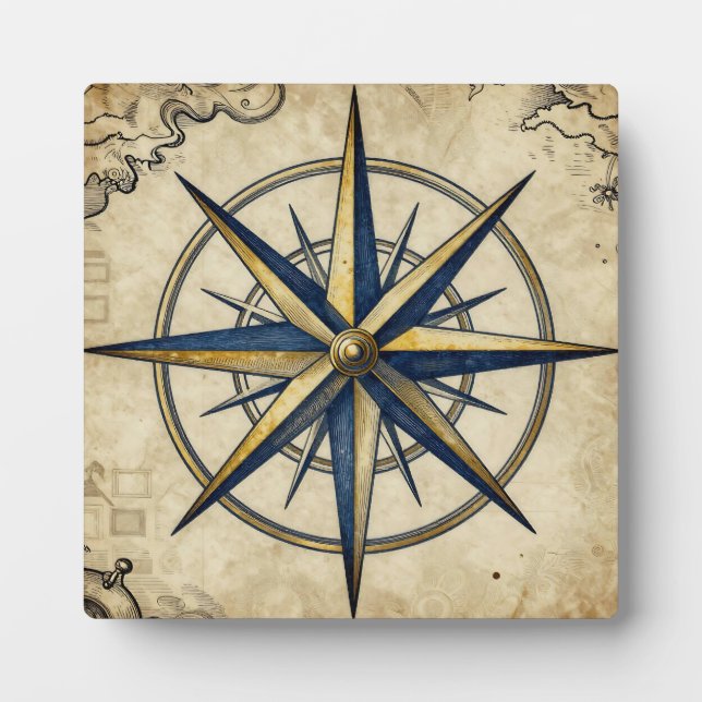Vintage Nautical Compass Rose Fotoplatte (Vorderseite)