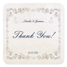 Vintage Nautical Elegant Beach Hochzeitsticker