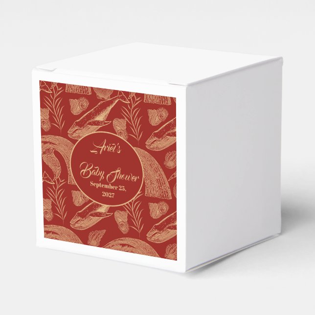 Vintage Nautical Whale Red Baby Dusche Geschenkschachtel (Vorderseite)