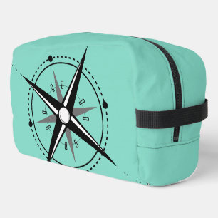 Vintage-Nautik-Kompass-Turquoise-Kulturtasche Waschbeutel