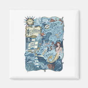 Vintage-Nautik-Navigationskompass-Karte Magnet