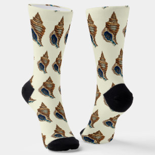 Vintage nautische George Shaw blaue Conch-Schnecke Socken