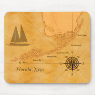 Vintage nautische Karte der Florida Keys Mousepad