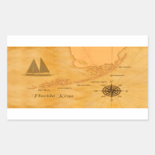 Vintage nautische Karte der Florida Keys Rechteckiger Aufkleber