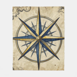 Vintage nautische Kompassrose Fleecedecke
