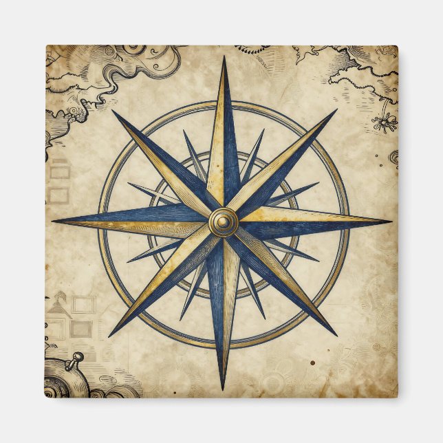 Vintage nautische Kompassrose Magnet (Vorne)