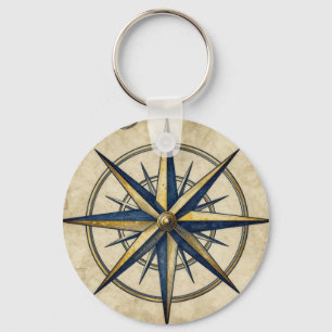 Vintage nautische Kompassrose Schlüsselanhänger