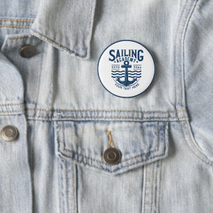 Vintage-Nautische Segelakademie-Anker individuell Button