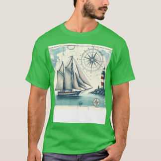 Vintage nautische Segelbootkarte T-Shirt