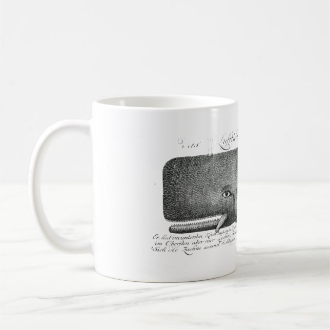 Vintage nautische Skrimshaw-Wal Steampunk Hipster Kaffeetasse (Links)