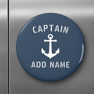 Vintage nautischer Anker Kapitän oder Bootsname Bl Magnet
