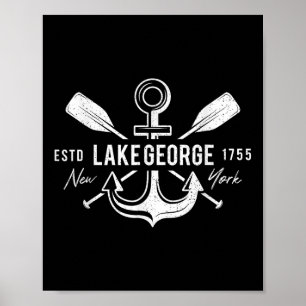 Vintage nautischer Anker Kreuz Ruder Lake George N Poster