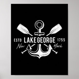 Vintage nautischer Anker Kreuz Ruder Lake George N Poster