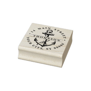 Vintage Nautischer Anker Schiff #2 Name Rück Adres Gummistempel