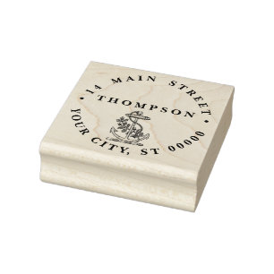 Vintage nautischer Anker Schiff #2 Name Rücksendea Gummistempel