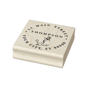 Vintage nautischer Anker Schiff Preppy #2 Adresse Gummistempel